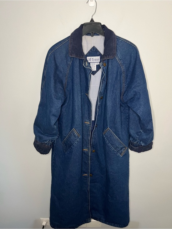Jill evans Jackets & Blazers - Jill Evans Vintage Jill Evans Denim Coat M Duster Button Up Lined Corduroy 80s